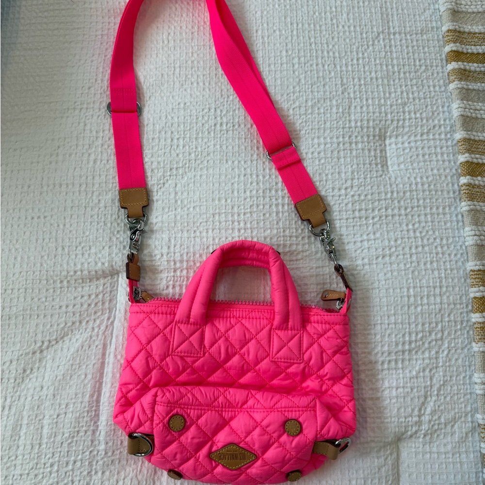 MZ Wallace Micro Sutton in NEON Pink Crossbody Bag Purse - Picture 5 of 5